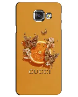Чехол для Samsung Galaxy A3 2016 (A3100, A310F) с картинкой «Gucci — золотые бабочки»