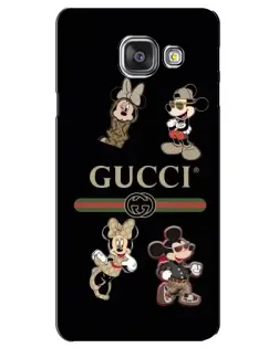 Чехол для Samsung Galaxy A3 2016 (A3100, A310F) с картинкой «Gucci — герои Disney и монограмма»