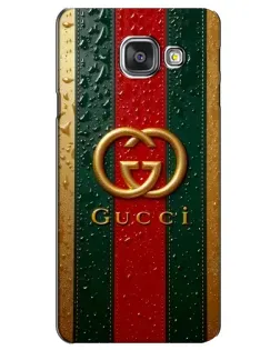 Чехол для Samsung Galaxy A3 2016 (A3100, A310F) с картинкой «Gucci — фирменная полоса и золото»