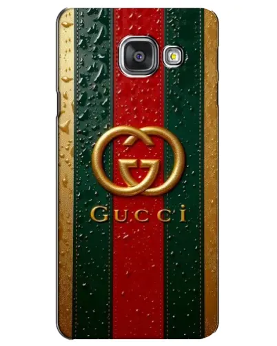 Чехол для Samsung Galaxy A3 2016 (A3100, A310F) с картинкой «Gucci — фирменная полоса и золото» Чехол для Samsung Galaxy A3 2016 (A3100, A310F) с картинкой «Gucci — фирменная полоса и золото»
