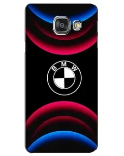 Чехол для Samsung Galaxy A3 2016 (A3100, A310F) с картинкой «Логотип BMW и неоновые дуги»