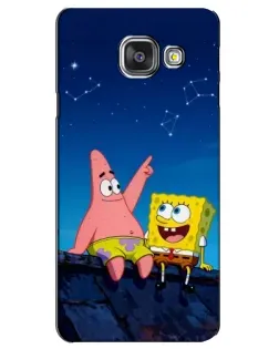 Чехол для Samsung Galaxy A3 2016 (A3100, A310F) с картинкой «Губка Боб и Патрик ночью»