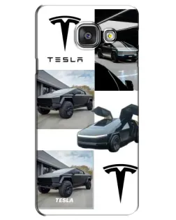 Чохол для Samsung Galaxy A3 2016 (A3100, A310F) з картинкою «Колаж Cybertruck Tesla»