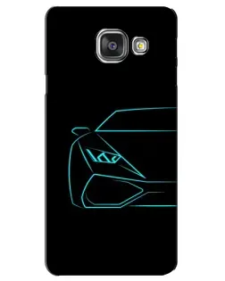 Чехол для Samsung Galaxy A3 2016 (A3100, A310F) с картинкой «Голубой силуэт Lamborghini»