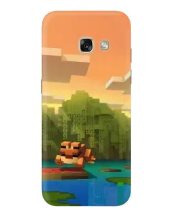 Чехол для Samsung Galaxy A3 2017 (A320, A320F) с картинкой «Майнкрафт закат солнца»