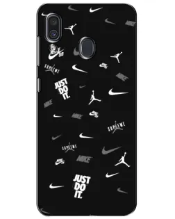 Чехол для Samsung Galaxy A30 2019 (A305F) с картинкой «Nike Black Pattern» Чехол для Samsung Galaxy A30 2019 (A305F) с картинкой «Nike Black Pattern»