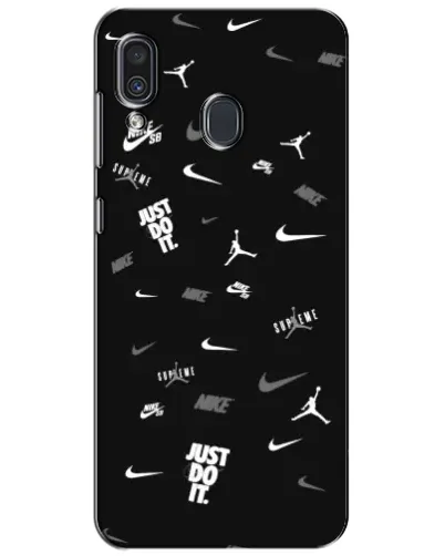 Чехол для Samsung Galaxy A30 2019 (A305F) с картинкой «Nike Black Pattern» Чехол для Samsung Galaxy A30 2019 (A305F) с картинкой «Nike Black Pattern»