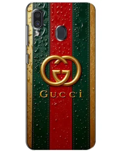 Чехол для Samsung Galaxy A30 2019 (A305F) с картинкой «Gucci — фирменная полоса и золото» Чехол для Samsung Galaxy A30 2019 (A305F) с картинкой «Gucci — фирменная полоса и золото»