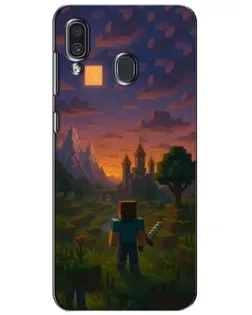 Чехол для Samsung Galaxy A30 2019 (A305F) с картинкой «Стив у башни» Чехол для Samsung Galaxy A30 2019 (A305F) с картинкой «Стив у башни»