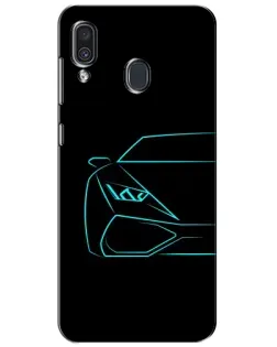 Чехол для Samsung Galaxy A30 2019 (A305F) с картинкой «Голубой силуэт Lamborghini» Чехол для Samsung Galaxy A30 2019 (A305F) с картинкой «Голубой силуэт Lamborghini»