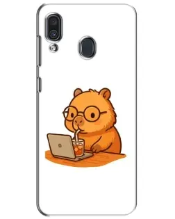 Чехол для Samsung Galaxy A30 2019 (A305F) с картинкой «Капибара с ноутбуком» Чехол для Samsung Galaxy A30 2019 (A305F) с картинкой «Капибара с ноутбуком»