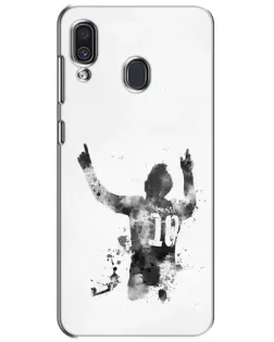 Чехол для Samsung Galaxy A30 2019 (A305F) с картинкой «Черно-белый силуэт Месси»