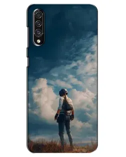 Чехол для Samsung Galaxy A30s (A307) с картинкой «Герой PUBG на скале»