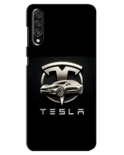 Чехол для Samsung Galaxy A30s (A307) с картинкой «Tesla — серебристое авто»