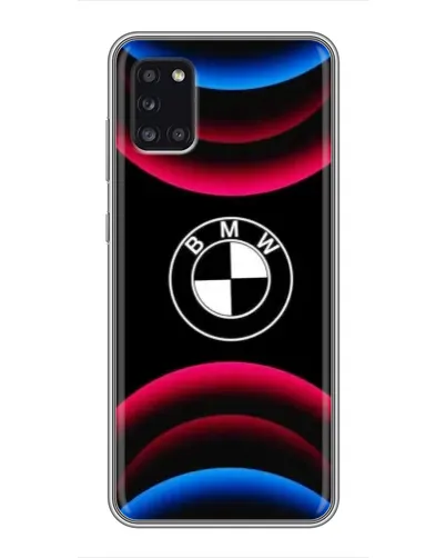Чехол для Samsung Galaxy A31 (A315) с картинкой «Логотип BMW и неоновые дуги»