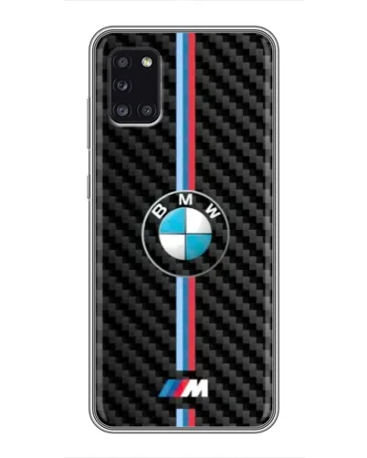 Чехол для Samsung Galaxy A31 (A315) с картинкой «Эмблема BMW и карбон»