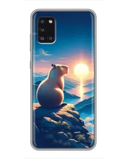 Чехол для Samsung Galaxy A31 (A315) с картинкой «Закат солнца с капибарой»