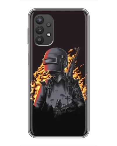 Чехол для Samsung Galaxy A32 (5G) с картинкой «PUBG — огненный силуэт»