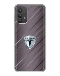 Чехол для Samsung Galaxy A32 (5G) с картинкой «Металлическая текстура Tesla»