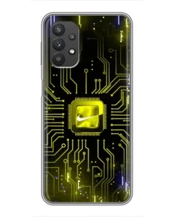 Чехол для Samsung Galaxy A32 с картинкой «Nike — золотая искра»