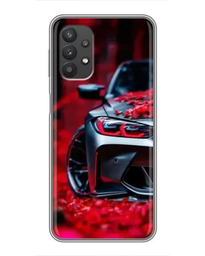 Чехол для Samsung Galaxy A32 с картинкой «Спортивная BMW и цветы»