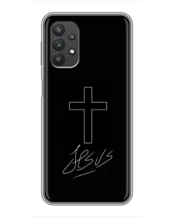 Чехол для Samsung Galaxy A32 с картинкой «Графический крест Jesus» Чехол для Samsung Galaxy A32 с картинкой «Графический крест Jesus»