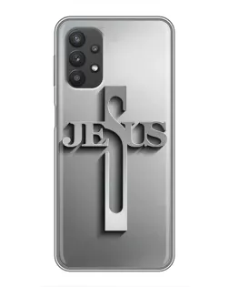 Чехол для Samsung Galaxy A32 с картинкой «Металлический крест Jesus» Чехол для Samsung Galaxy A32 с картинкой «Металлический крест Jesus»
