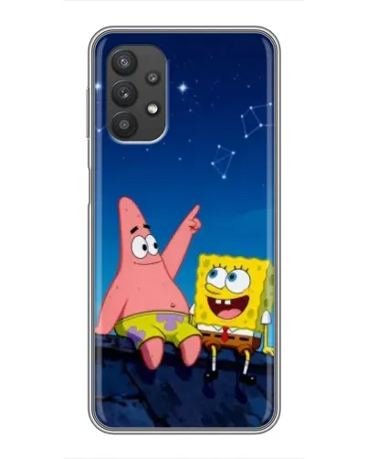 Чехол для Samsung Galaxy A32 с картинкой «Губка Боб и Патрик ночью»