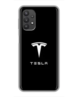 Чехол для Samsung Galaxy A32 с картинкой «Tesla White Logo»