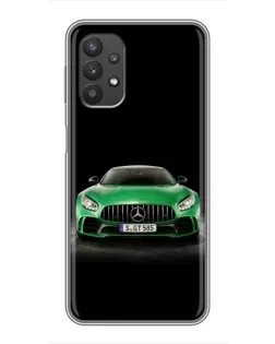 Чехол для Samsung Galaxy A32 с картинкой «Mercedes — неоновый лого»