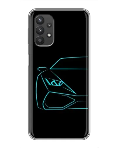Чехол для Samsung Galaxy A32 с картинкой «Голубой силуэт Lamborghini»