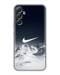 Чехол для Samsung Galaxy A34 с картинкой «Nike — зимние горы»