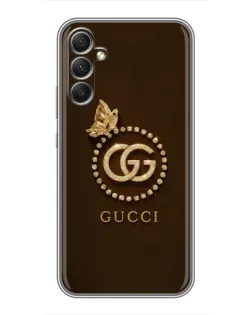Чехол для Samsung Galaxy A34 с картинкой «Gucci — золотая бабочка»