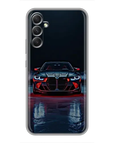 Чехол для Samsung Galaxy A34 с картинкой «BMW на мокрой дороге»