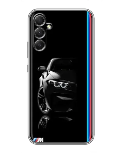 Чехол для Samsung Galaxy A34 с картинкой «Силуэт BMW в темноте»