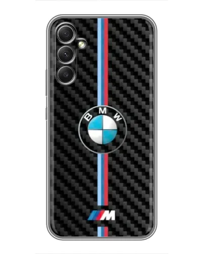 Чехол для Samsung Galaxy A34 с картинкой «Эмблема BMW и карбон»