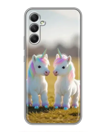 Чехол для Samsung Galaxy A34 с картинкой «Пара единорогов»