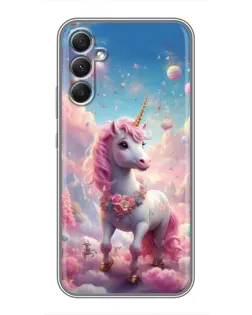 Чехол для Samsung Galaxy A34 с картинкой «Единорог среди облаков»