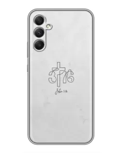 Чехол для Samsung Galaxy A34 с картинкой «Иоанна 3:16 Крест»