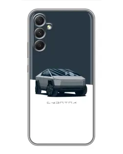 Чехол для Samsung Galaxy A34 с картинкой «Серебристый Cybertruck Tesla»