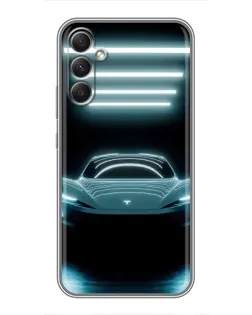 Чехол для Samsung Galaxy A34 с картинкой «Tesla в неоне»