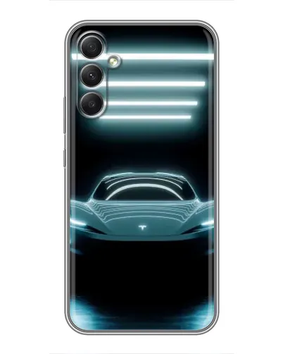 Чехол для Samsung Galaxy A34 с картинкой «Tesla в неоне»
