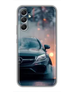 Чехол для Samsung Galaxy A34 с картинкой «Mercedes — ночной город»