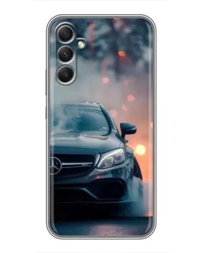 Чехол для Samsung Galaxy A34 с картинкой «Mercedes — ночной город»