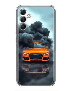 Чехол для Samsung Galaxy A34 с картинкой «Audi в облаках дыма»
