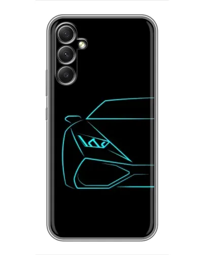 Чехол для Samsung Galaxy A34 с картинкой «Голубой силуэт Lamborghini»