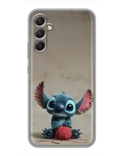 Чехол для Samsung Galaxy A34 с картинкой «Стич на коричневом фоне»