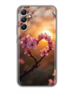 Чехол для Samsung Galaxy A34 с картинкой «Розовый цвет сердце на фоне заката» Чехол для Samsung Galaxy A34 с картинкой «Розовый цвет сердце на фоне заката»