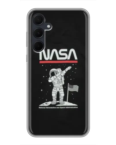 Чехол для Samsung Galaxy A35 (5G) с картинкой «NASA — шагаем по Луне»
