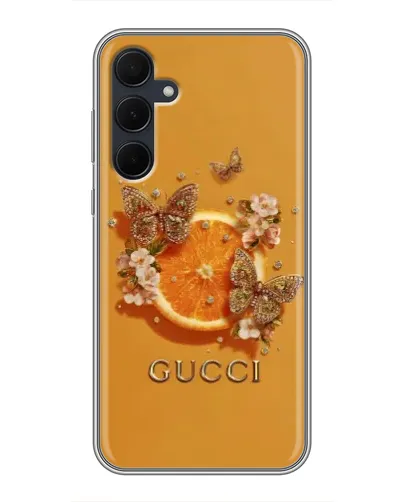 Чехол для Samsung Galaxy A35 (5G) с картинкой «Gucci — золотые бабочки» Чехол для Samsung Galaxy A35 (5G) с картинкой «Gucci — золотые бабочки»